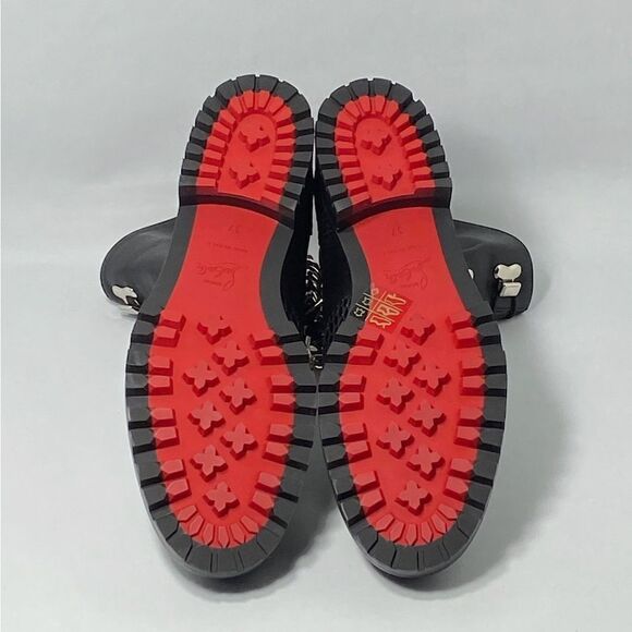 Christian Louboutin Horse Chain-Trimmed Leather Combat Boots size 37 - Picture 13 of 14